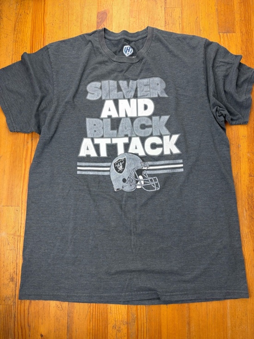 Mens Silver and Black Attack Raiders football team Graphic shirt, LasVegas gift